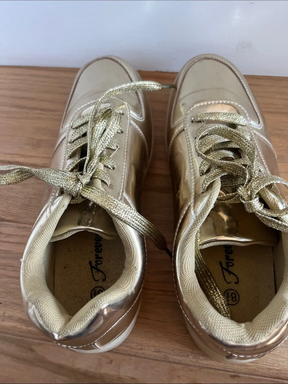 Women’s Metallic Gold Lace-Up Sneakers